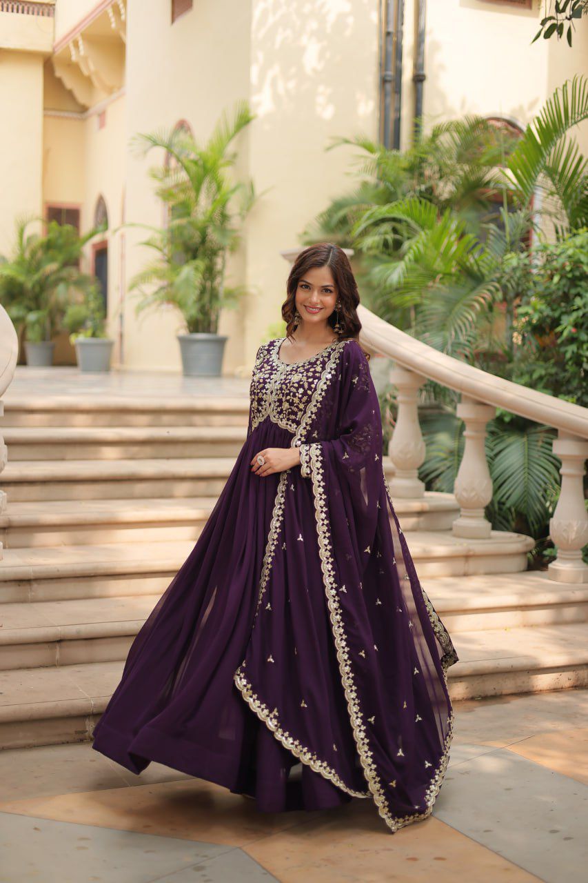 "Blooming Beauty Gown for Women - Faux Sequins & Embroidery - Formal Wear"