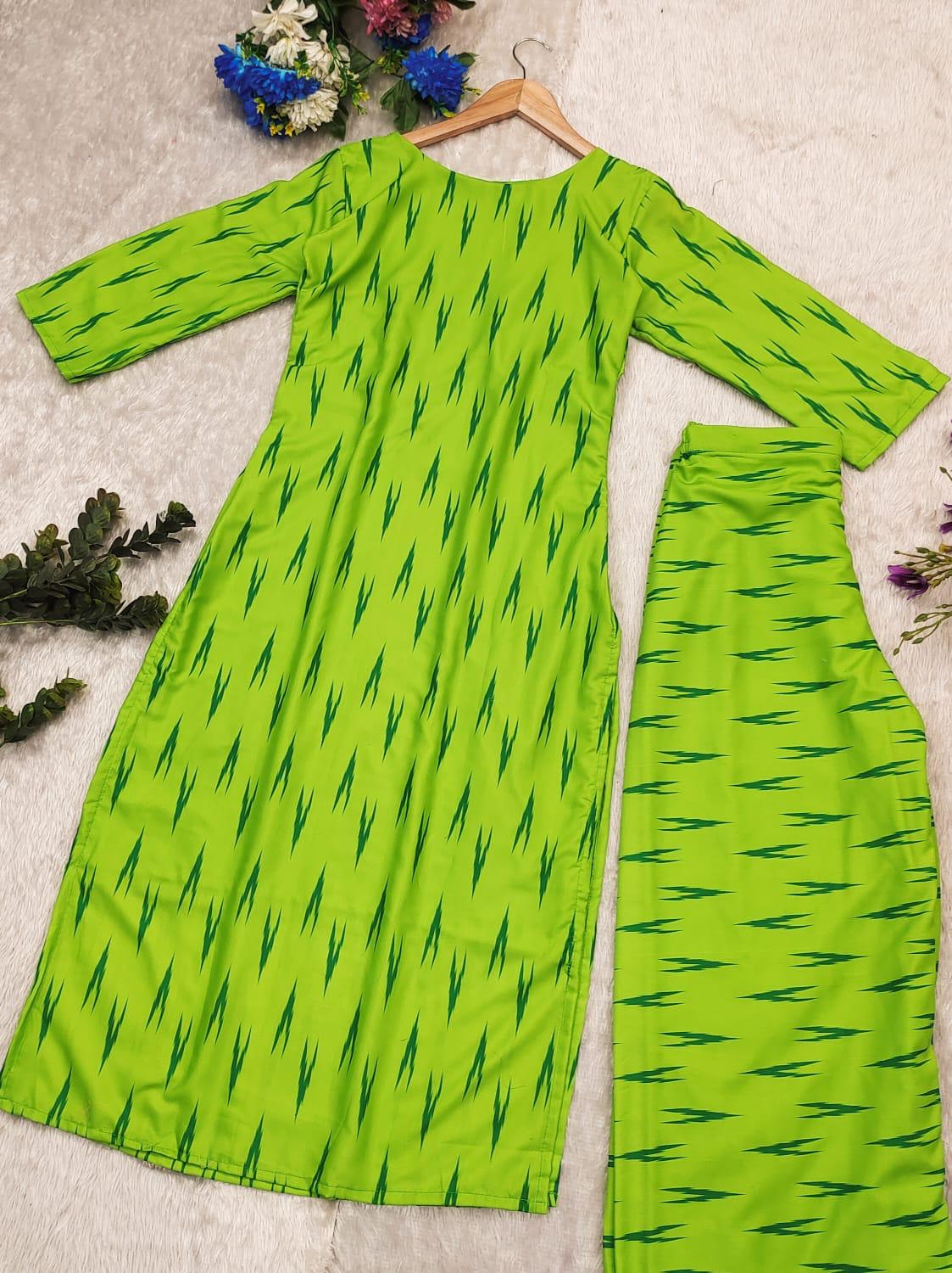 Green Ikkat Suit: Elegant Formal Wear