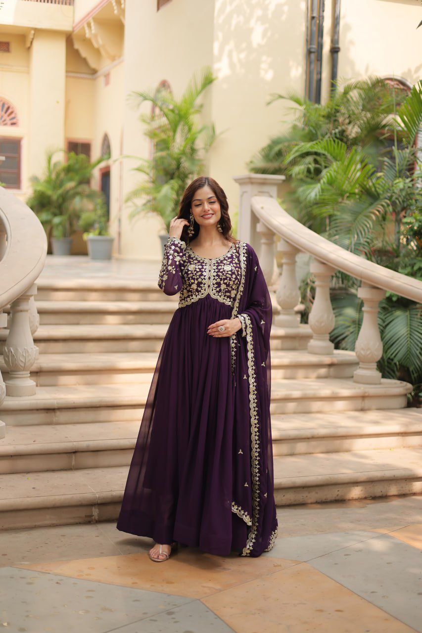 "Blooming Beauty Gown for Women - Faux Sequins & Embroidery - Formal Wear"