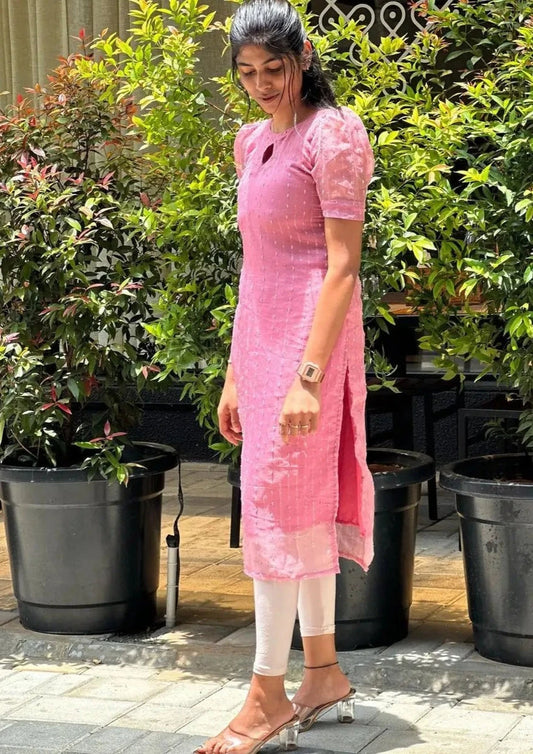 PINK CROCHET KURTI