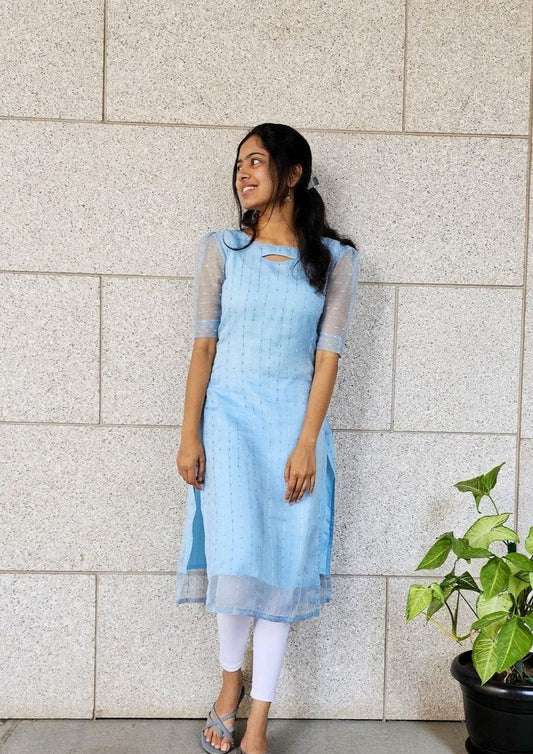 SKY CROCHETT KURTI