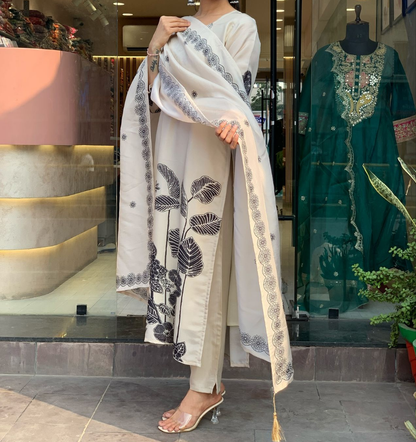 Chinnon Silk Party Wear 3 PCs Set: Elegant & Stylish