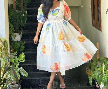 Premium Malibu Maxi: Floral Fox Georgette Summer Dress