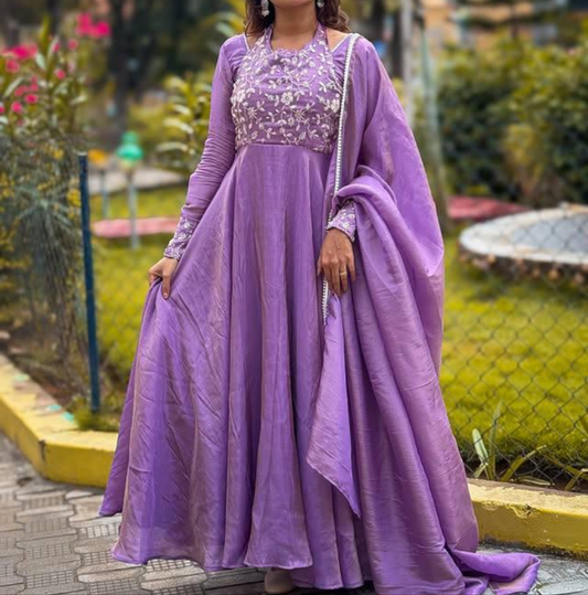 LUXURY CHINON SILK ANARKALI