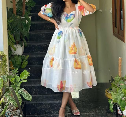 Premium Malibu Maxi: Floral Fox Georgette Summer Dress