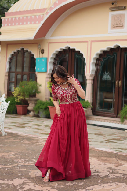 Zari-Thread & Sequins Embroidery Work Gown