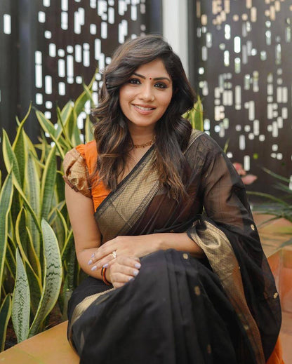 Elegant Soft Cotton  Linen Weaving Saree
