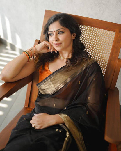 Elegant Soft Cotton  Linen Weaving Saree