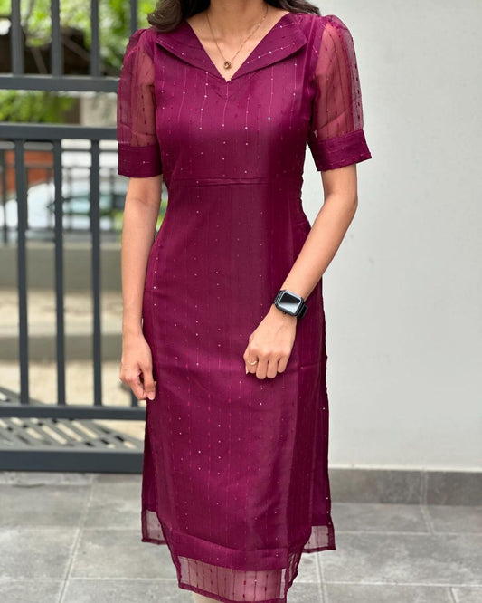 Elegant Organza Crochet Kurti