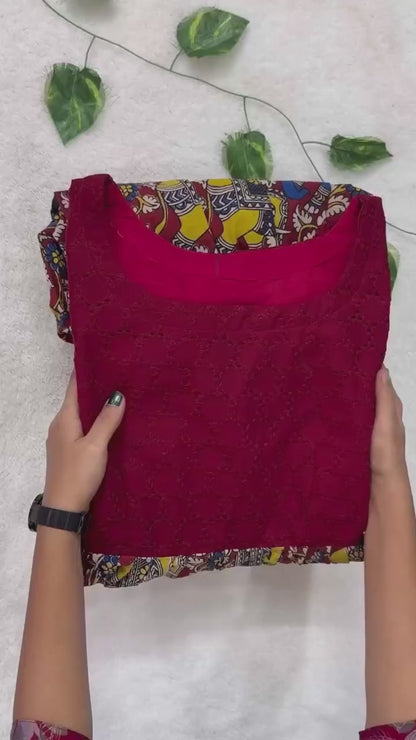 "Traditional Hakuba Muslin Anarkali With Kalamkari Print -