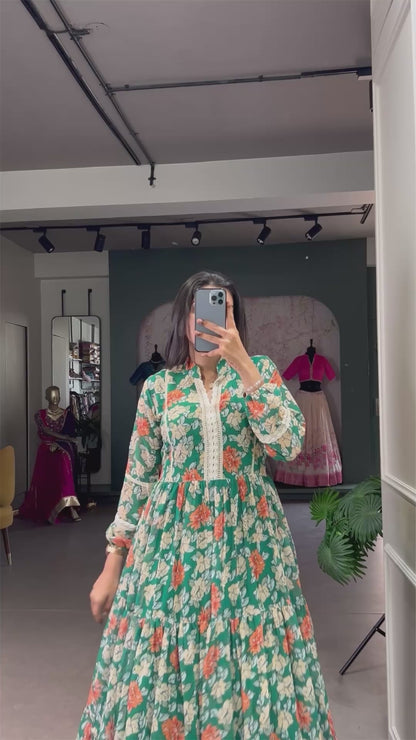 Twirl in Triple-Layer Floral Georgette Gown 🍃
