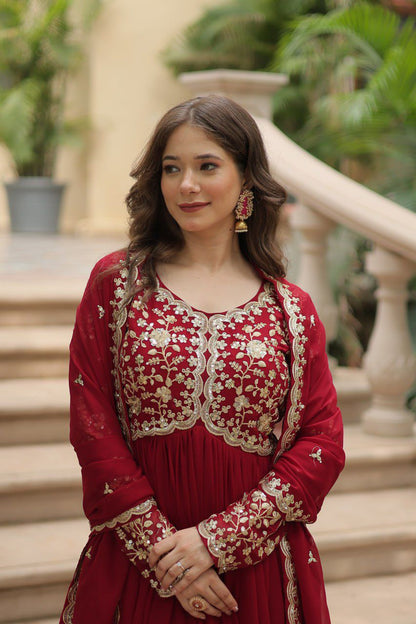 "Blooming Beauty Gown for Women - Faux Sequins & Embroidery - Formal Wear"