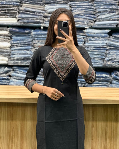 "Cotton Top with Pant in Digital Print and Mirror Work"