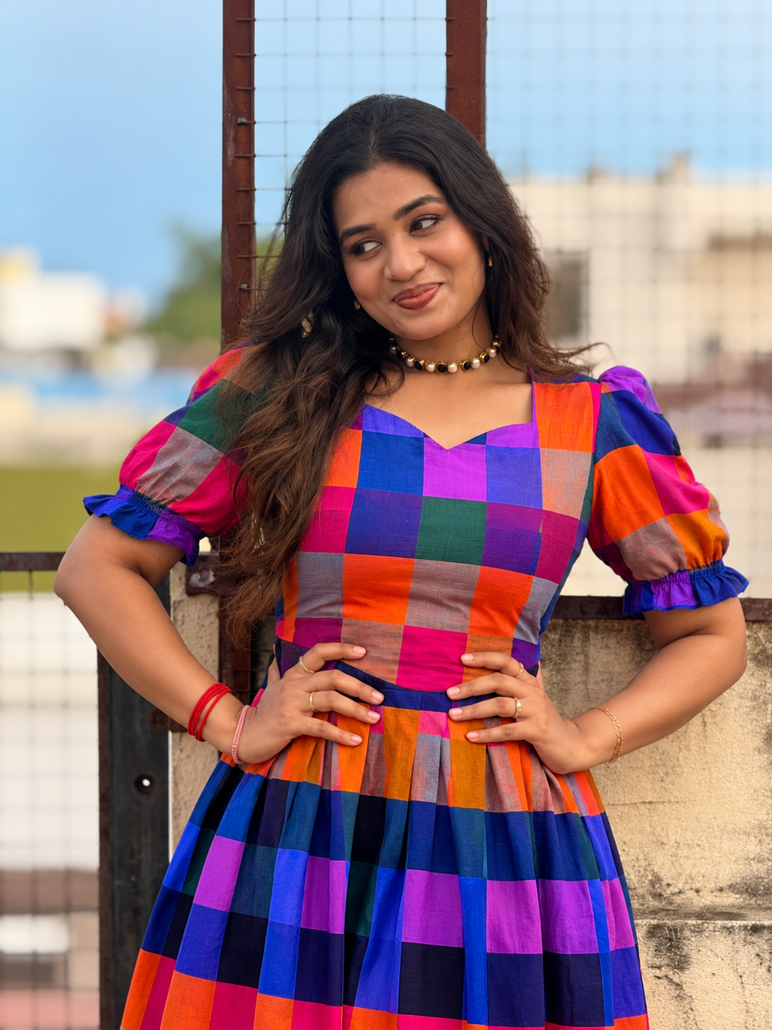 Chitra Madras Checks  Cotton Midi ( BUY 1 GET 1 FREE SURPRISE KURTI )
