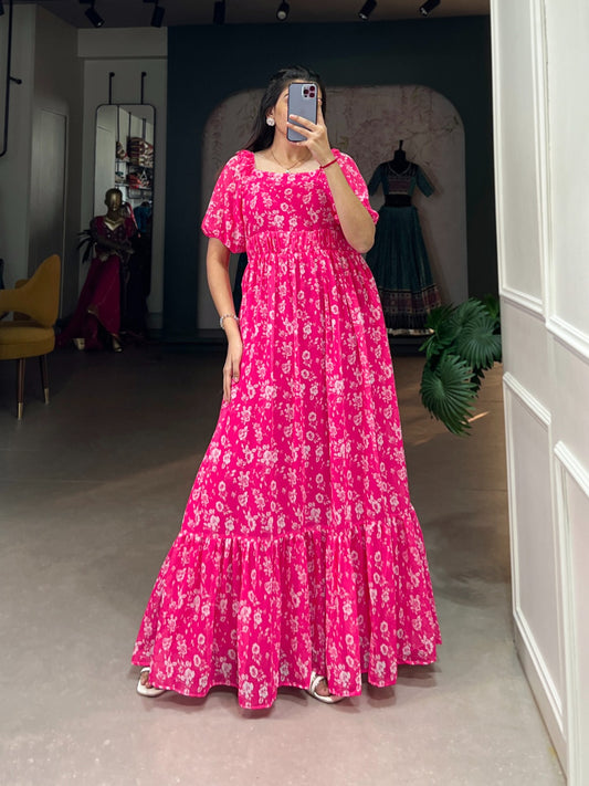Elegant Florals - Georgette Anarkali Gown (Stitched)"