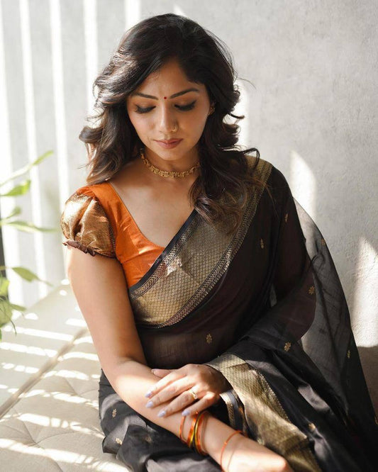 Elegant Soft Cotton  Linen Weaving Saree