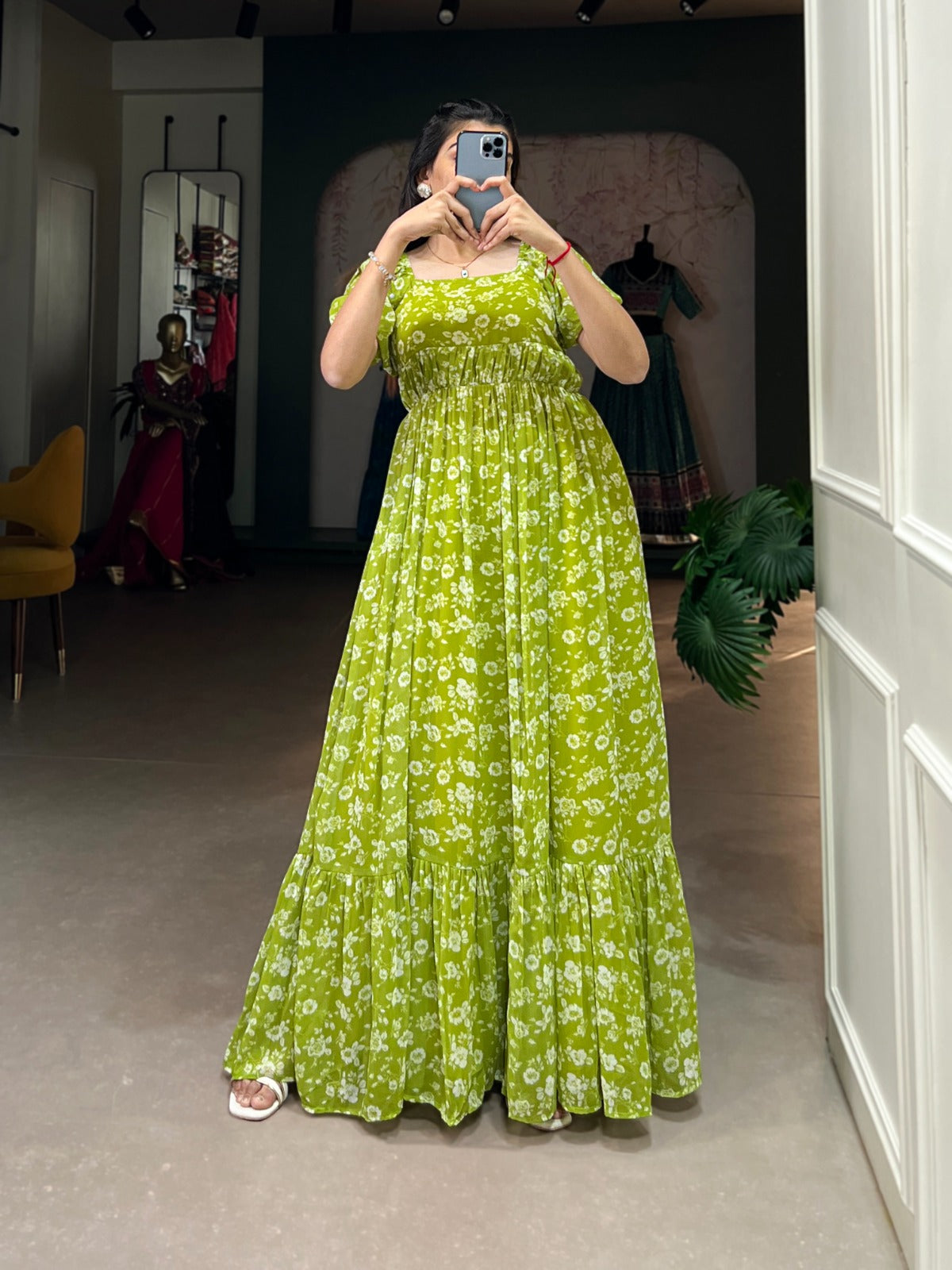 Elegant Florals - Georgette Anarkali Gown (Stitched)"