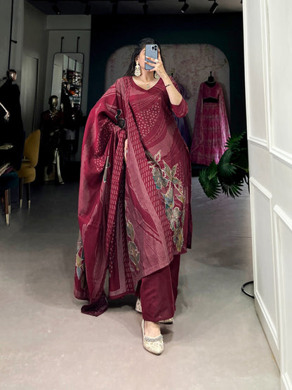 Beaded Floral Print Salwar Suit