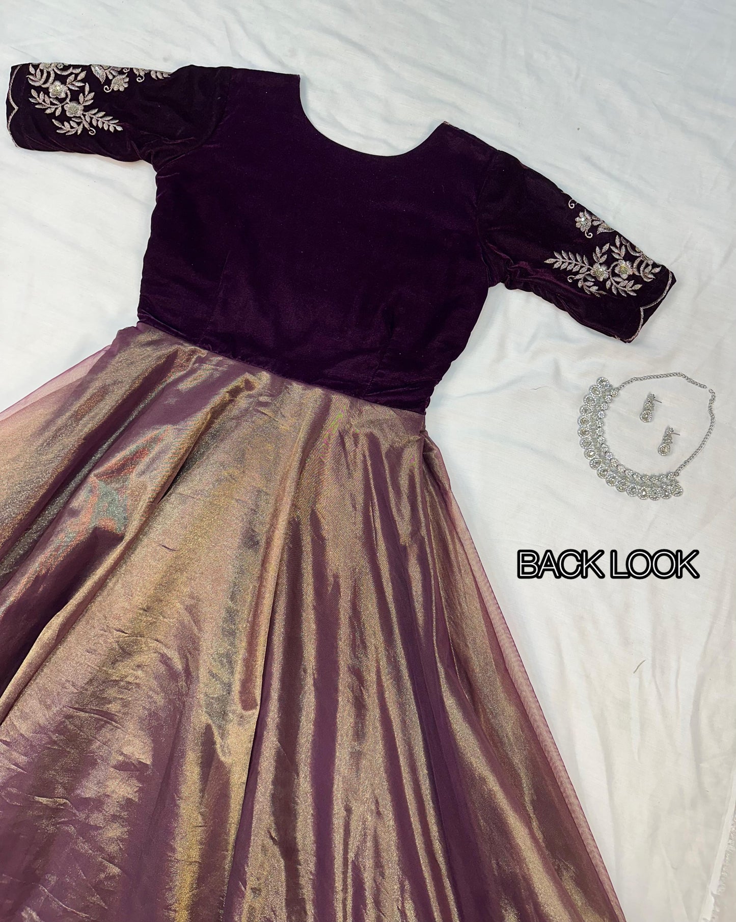 Royal  Velvet Gown With Tissue Net