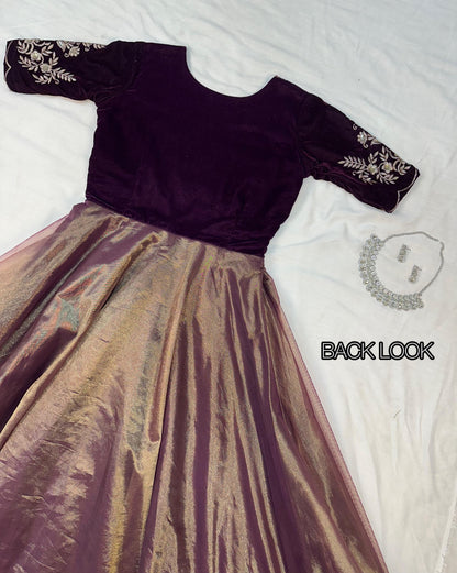 Royal  Velvet Gown With Tissue Net