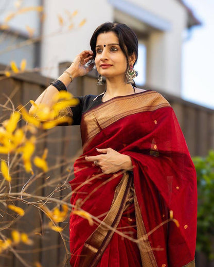 Elegant Soft Cotton  Linen Weaving Saree