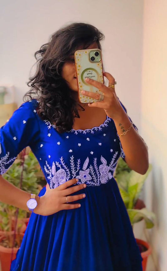 BLUE ROSE EMBROIDERY GOWN