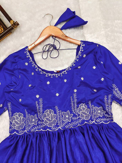 BLUE ROSE EMBROIDERY GOWN