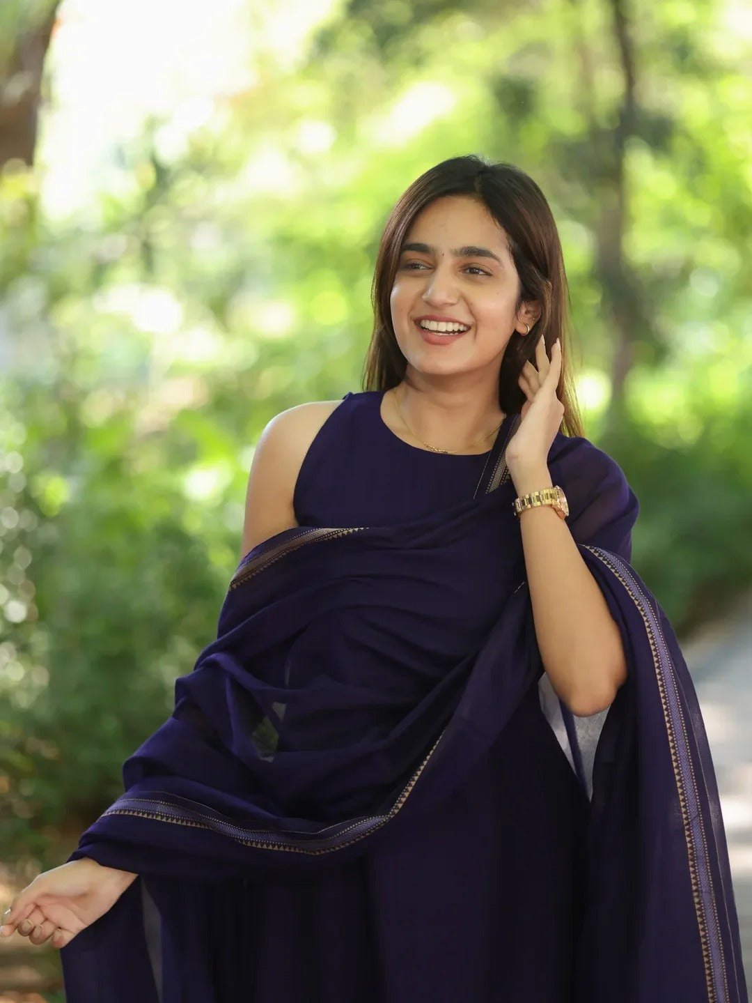 Premium Malar Narayanpet Kurti Set ( SHORT SLEEVES ATTACHED )