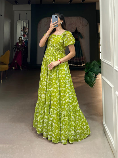 Elegant Florals - Georgette Anarkali Gown (Stitched)"