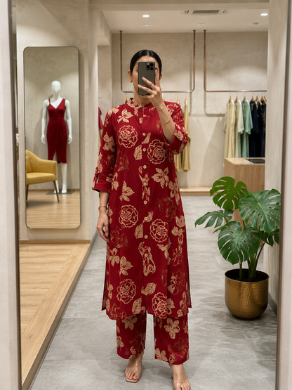 Premium Rose Floral Co-Ord Set